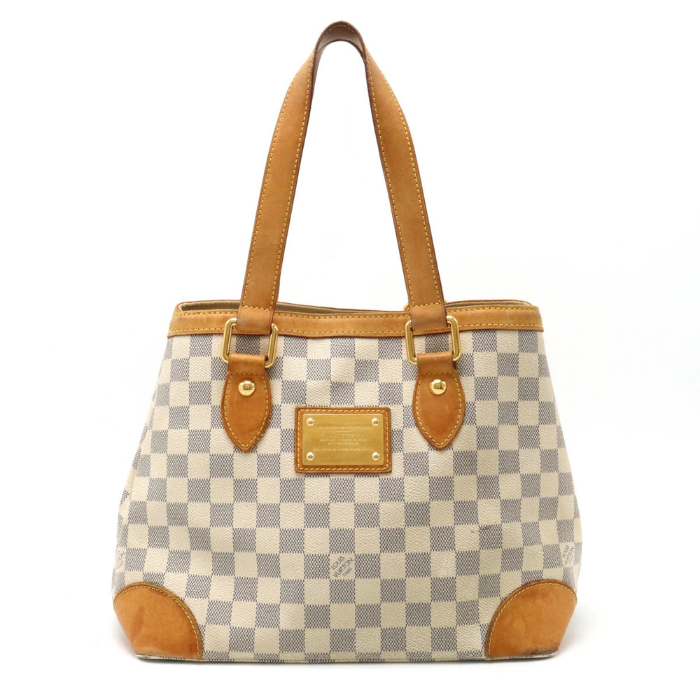 LOUIS VUITTON Damier Azur White Hampstead Tote Bag Handbag Shoulder